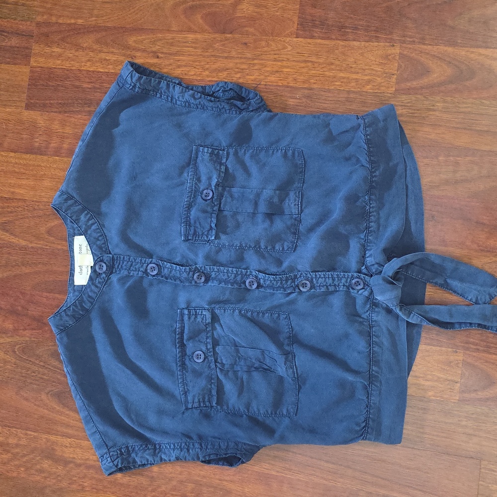 Cloth & Stone Navy Button-Up Top